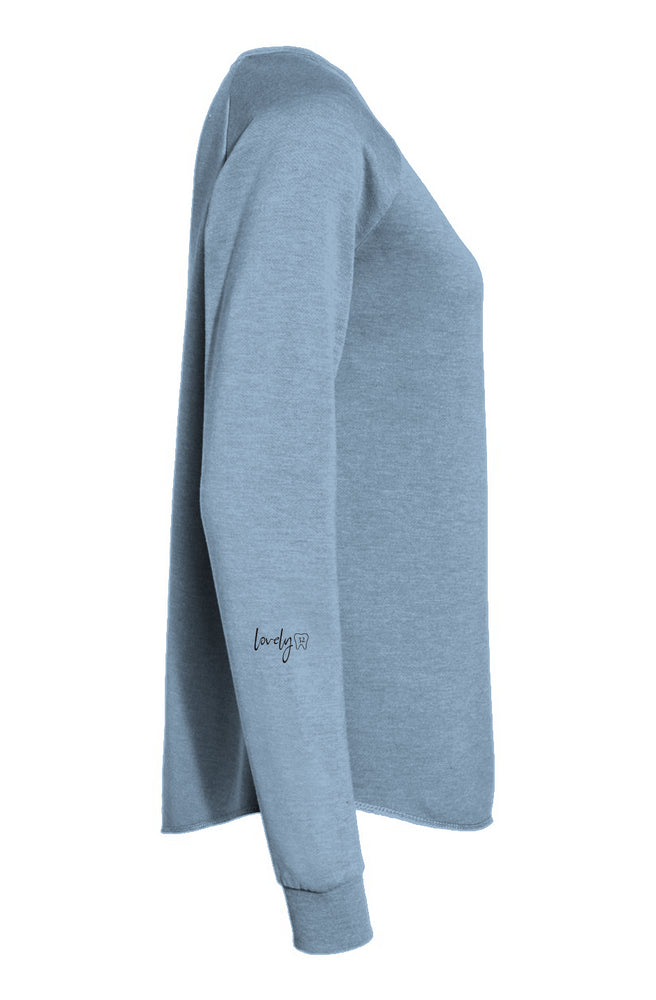 Womens Lightweight Wash Sweatshirt- Misty blue