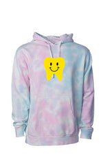 Yellow Happy Tooth Tie Dye Cotton Candy Hoodie