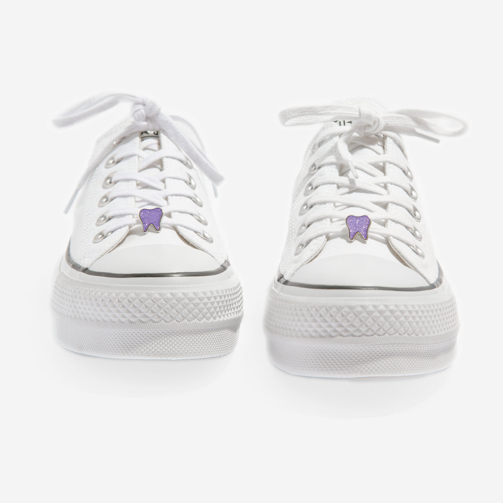 Original Tooth Shoelace Charm - Purple Glitter