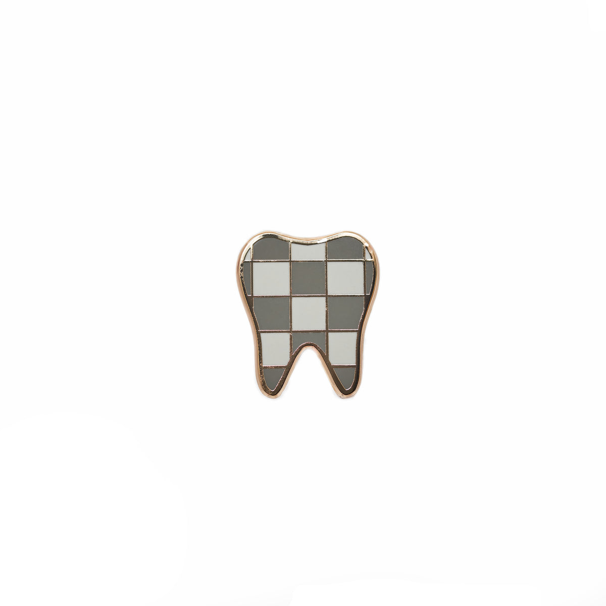 lovely32 Specialty Tooth Pin - Couture White Damier Print Gold Plating