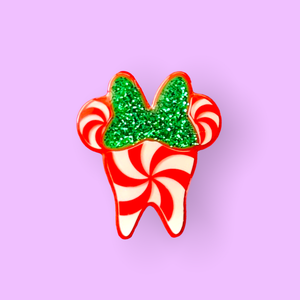 Peppermint Minnie Tooth Pin- Holiday Pin