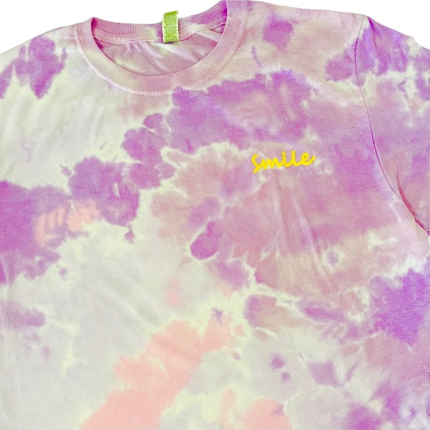 lovely32 Happy Tooth T-Shirt - Pink & Purple Tie-Dye Small