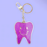 Happy Tooth - Purple Glitter Key Ring