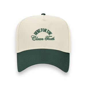 Here For The Clean Teeth - Embroidered Baseball Cap, Forest Green