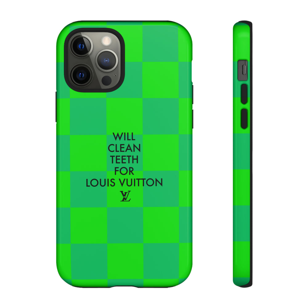 Will Clean Teeth For L Tough Cell Phone Case -Green Check