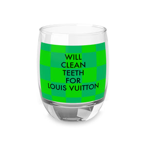 Will Clean Teeth For L Tooth Whiskey Glass- Green Check