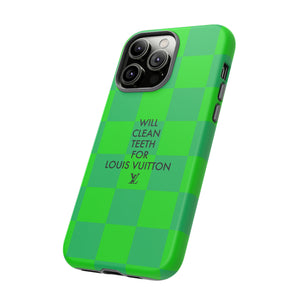 Will Clean Teeth For L Tough Cell Phone Case -Green Check