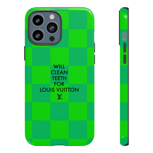 Will Clean Teeth For L Tough Cell Phone Case -Green Check