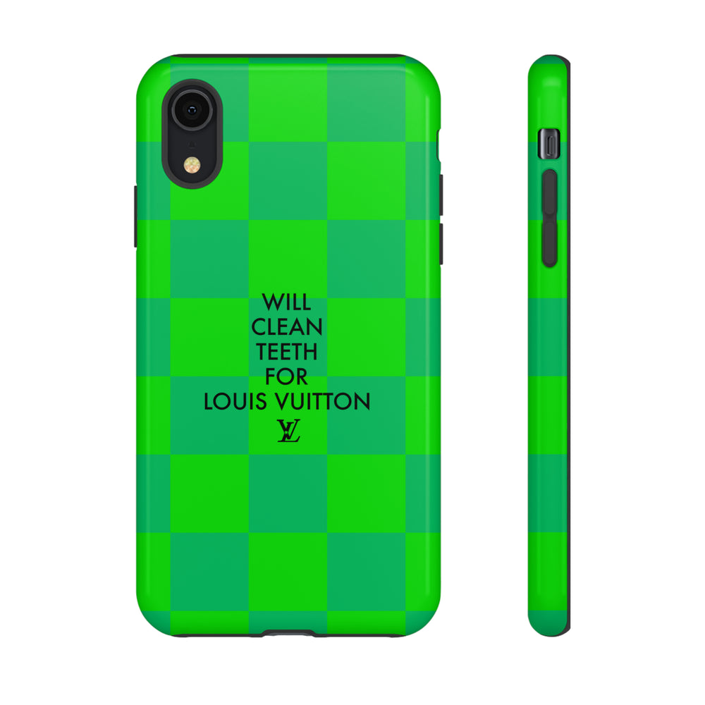 Will Clean Teeth For L Tough Cell Phone Case -Green Check