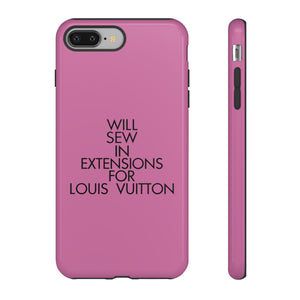 Will Sew In Extensions For L Tough Cell Phone Case- Pink