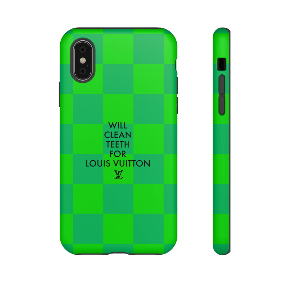 Will Clean Teeth For L Tough Cell Phone Case -Green Check