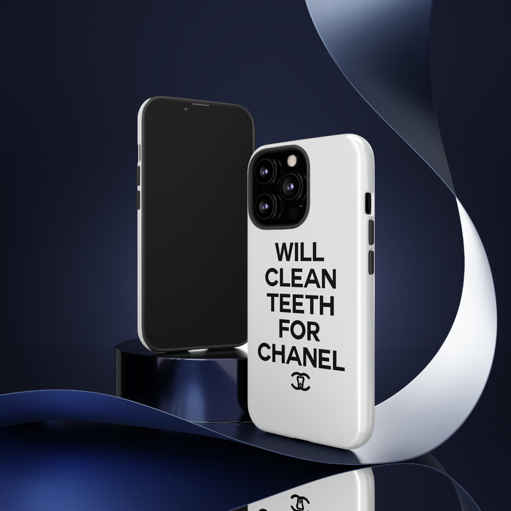 Will Clean Teeth For C Tough Cell Phone Case- White