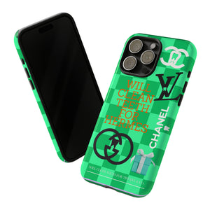 Mixed Designer Tough Cell Phone Case- Green Check