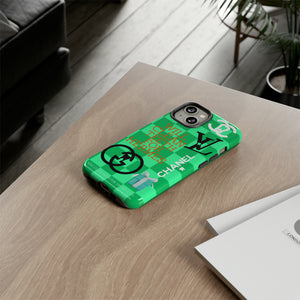 Mixed Designer Tough Cell Phone Case- Green Check