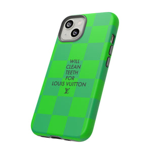 Will Clean Teeth For L Tough Cell Phone Case -Green Check