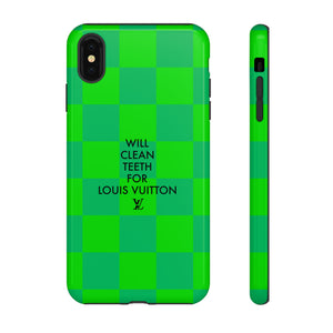 Will Clean Teeth For L Tough Cell Phone Case -Green Check