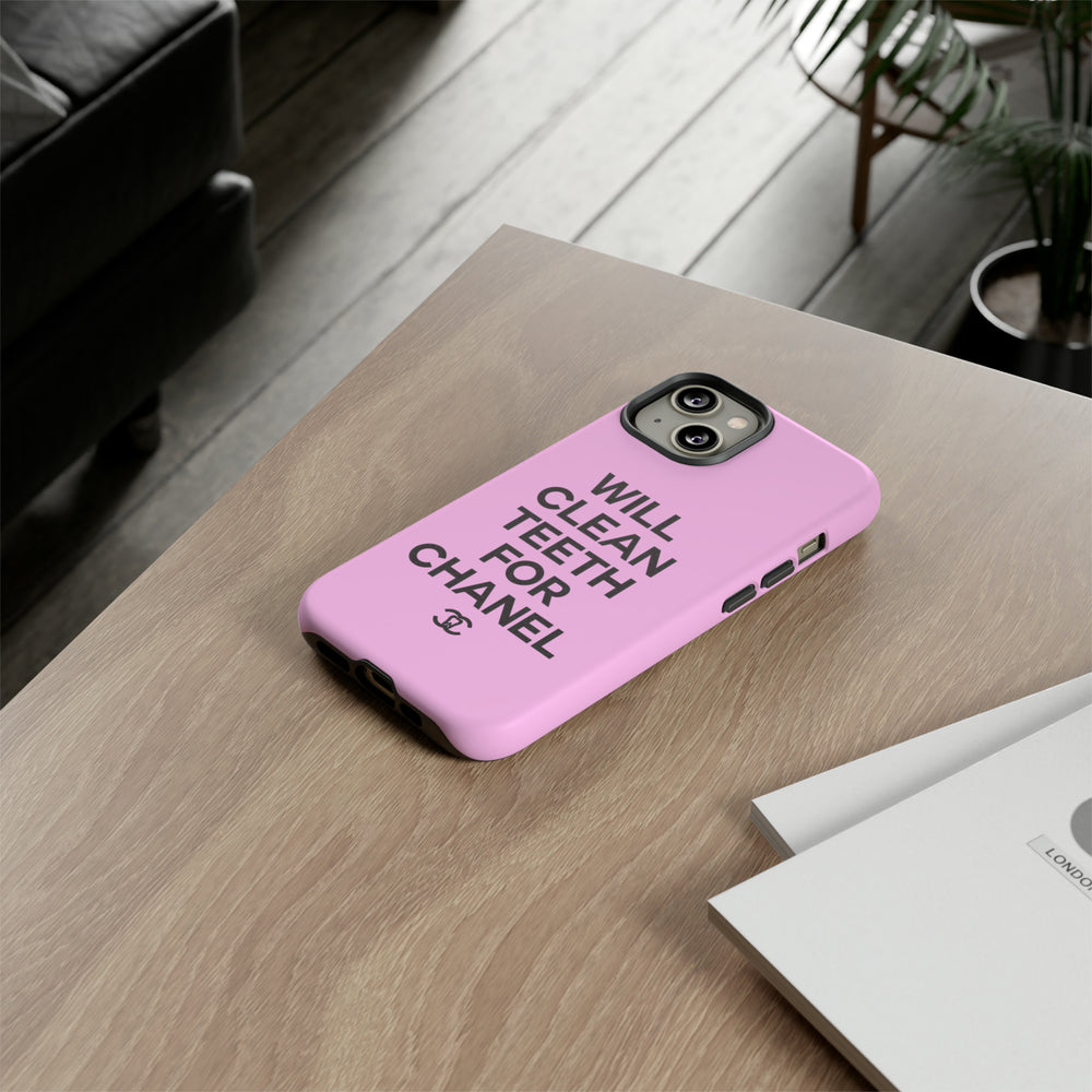 Will Clean Teeth For C Tough Cell Phone Case- Pink