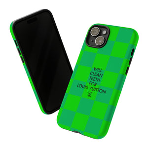 Will Clean Teeth For L Tough Cell Phone Case -Green Check