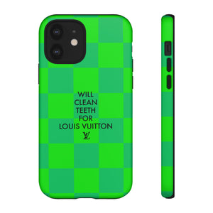 Will Clean Teeth For L Tough Cell Phone Case -Green Check