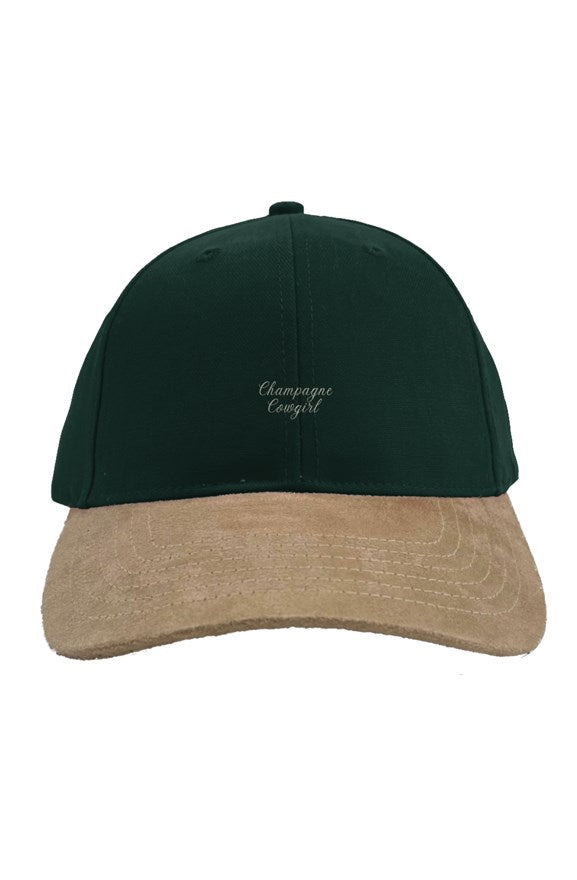 Champagne Cowgirl Embroidered Faux Suede Bill Cap
