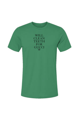 Will Clean Teeth For G Printed  Jersey T-Shirt- Green