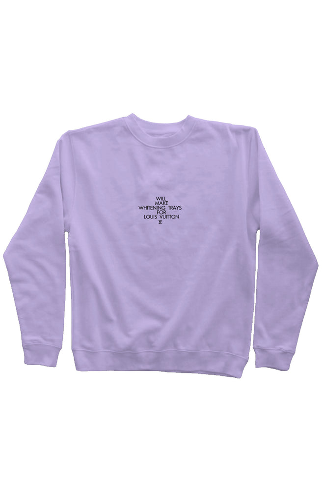 Will Make Whitening Trays For L Lavender Sweatshirt- Black Embroidery