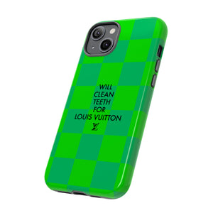 Will Clean Teeth For L Tough Cell Phone Case -Green Check