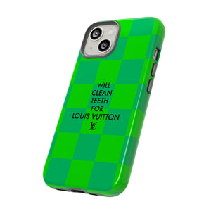 Will Clean Teeth For L Tough Cell Phone Case -Green Check