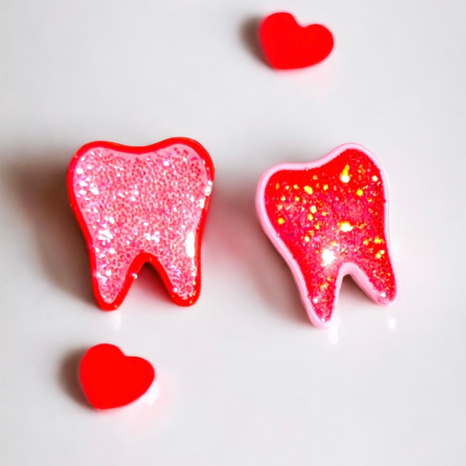 Small Tooth Pin Red Glitter & Pink Glitter Mini Tooth Pins – lovely32