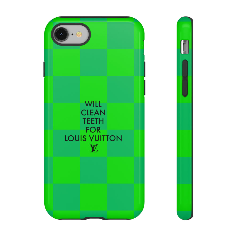 Will Clean Teeth For L Tough Cell Phone Case -Green Check