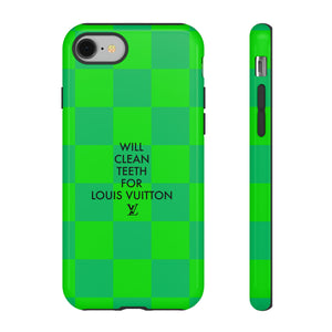 Will Clean Teeth For L Tough Cell Phone Case -Green Check