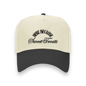 Here Because Sweet Treats - Embroidered Baseball Cap, Black