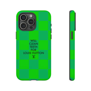 Will Clean Teeth For L Tough Cell Phone Case -Green Check