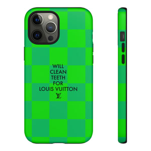 Will Clean Teeth For L Tough Cell Phone Case -Green Check