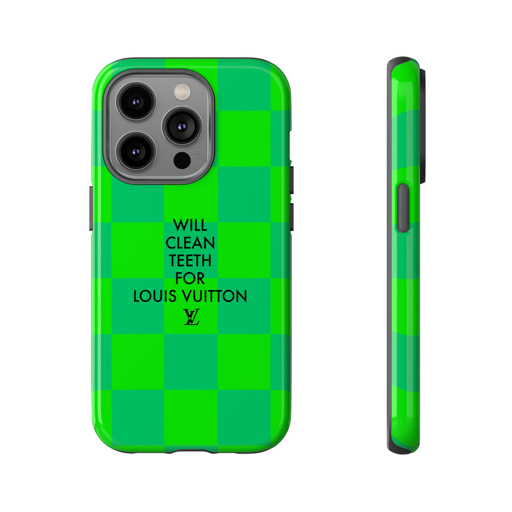 Will Clean Teeth For L Tough Cell Phone Case -Green Check