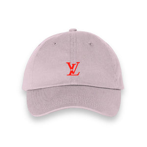 L Tooth Light Pink Bio-Washed Dad Hat With Red Embroidery