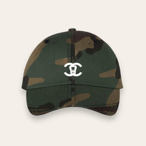 C Tooth Camo Bio-Washed Dad Hat With White Embroidery