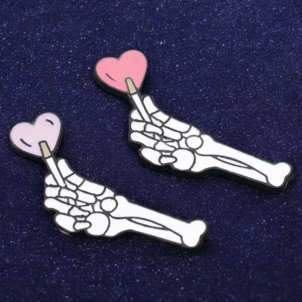 Skeleton Hand Heart Lollipop Pin