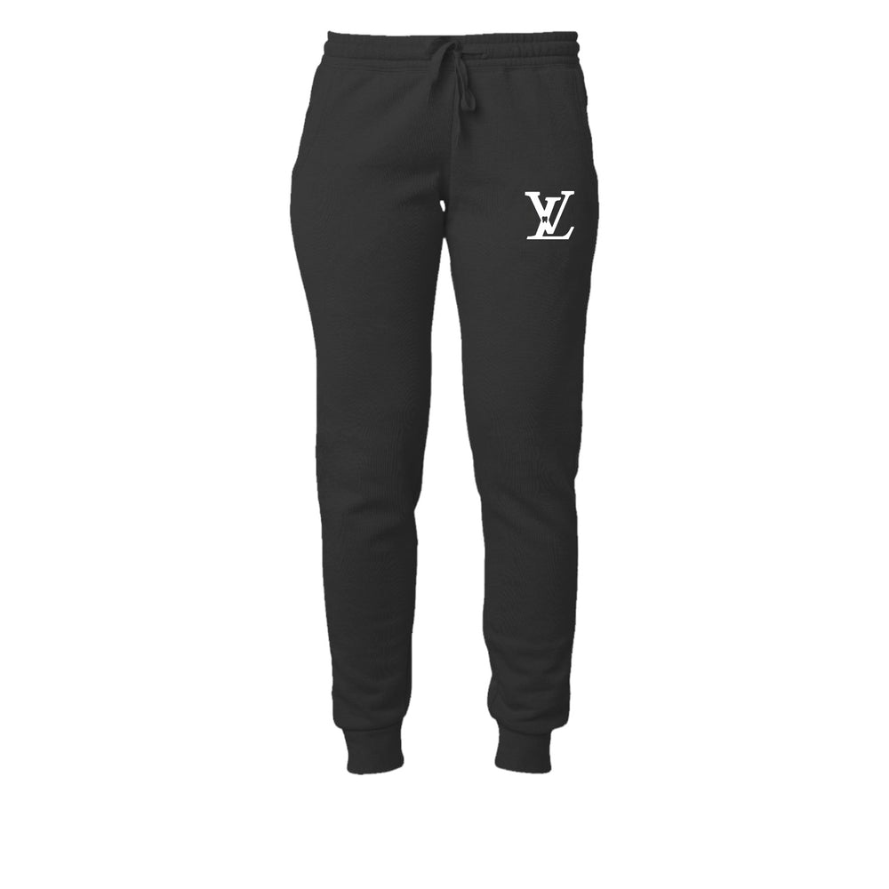 L Tooth Womens Black Sweatpants With White Embroider