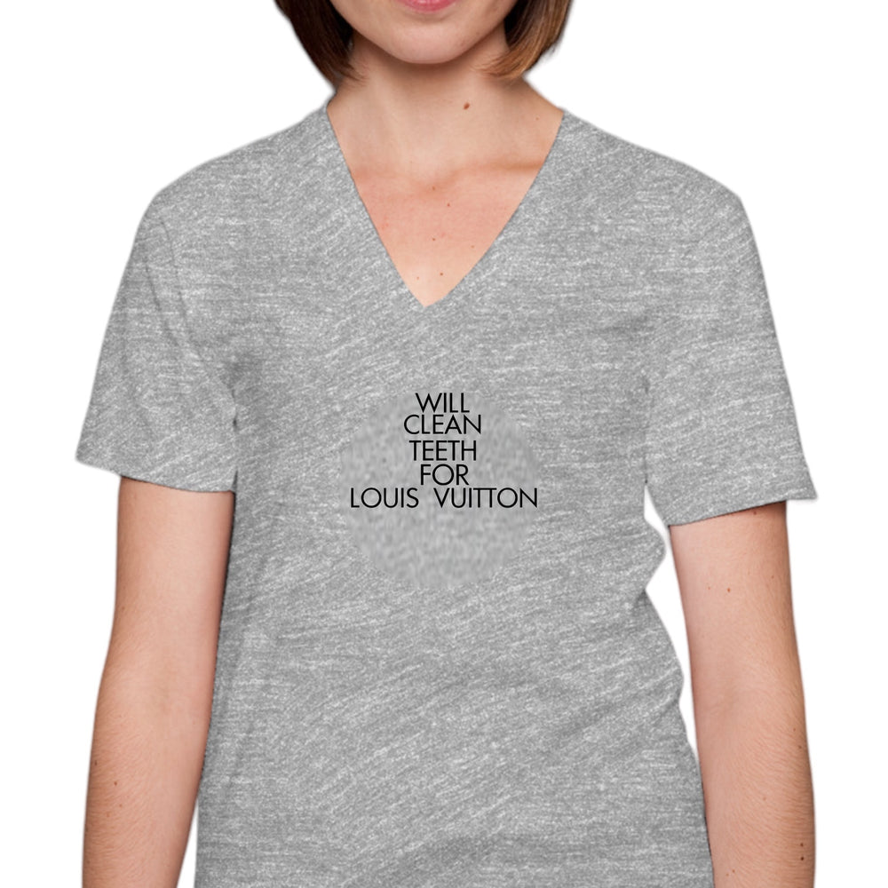 Will Clean Teeth For L Tooth V Neck- Black Design