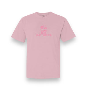 Will Clean Teeth For L Blossom Pink Heavyweight T Shirt With Pink Embroidery