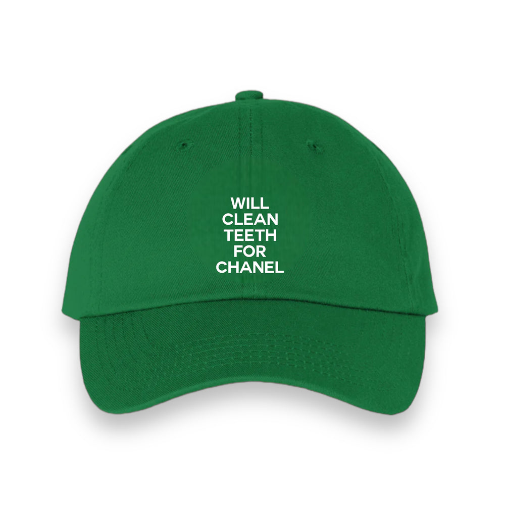 Will Clean Teeth For C Bio-Washed Dad Hat- Green