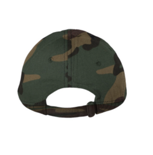 L Tooth Camo Bio-Washed Dad Hat With Olive Green Embroidery