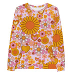 Toothy Retro Fall Sweatshirt- Pink