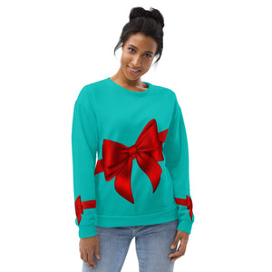 Red Ribbon Sweatshirt- Turquoise