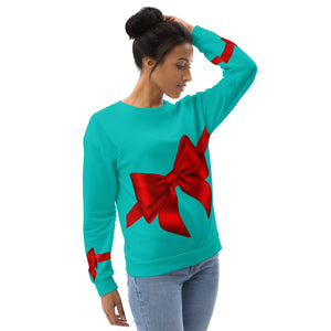 Red Ribbon Sweatshirt- Turquoise