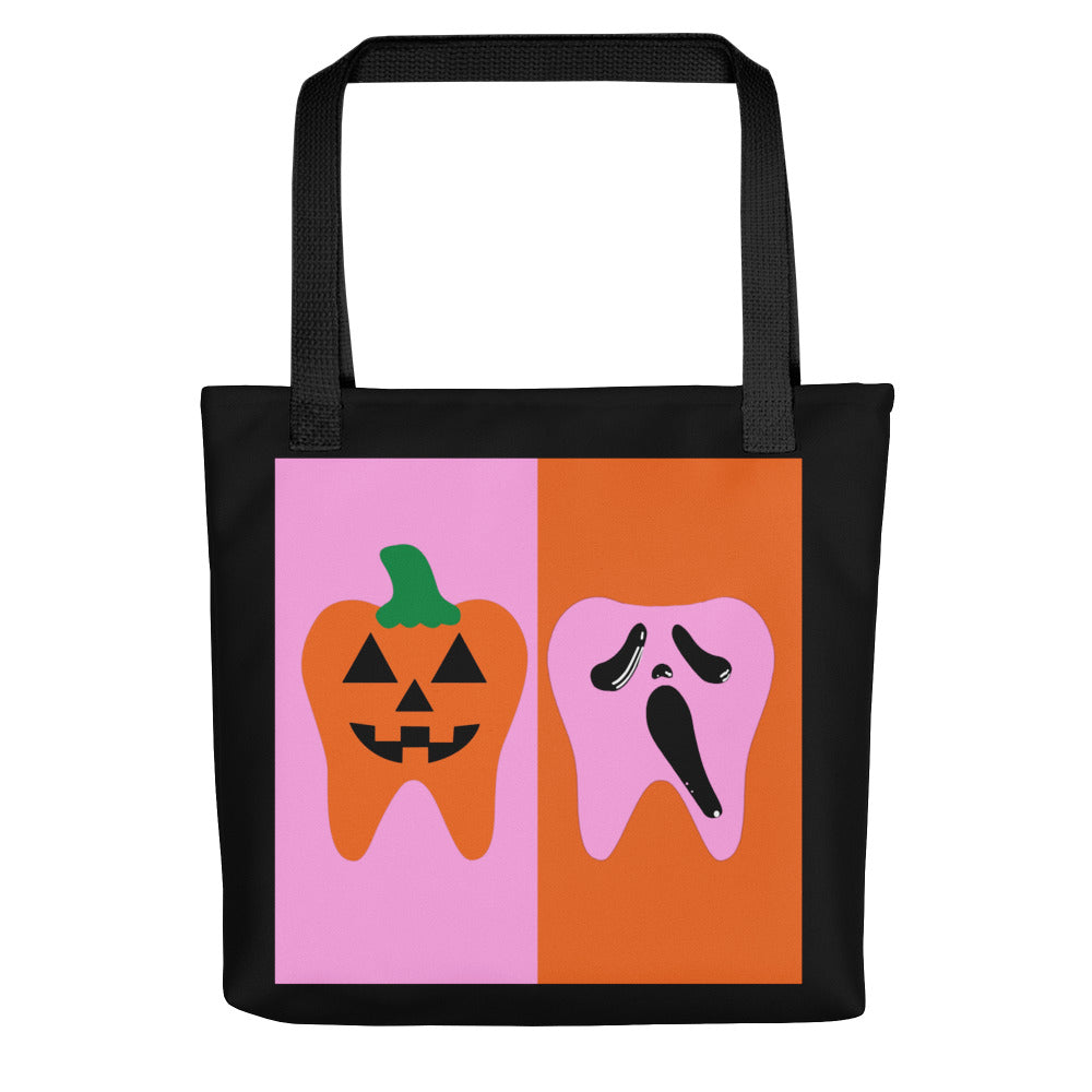 Jack-o'-lantern Tooth and Scream Ghostface Tooth Tote bag