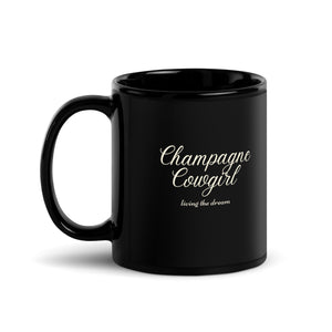 Champagne Cowgirl Black Glossy Mug