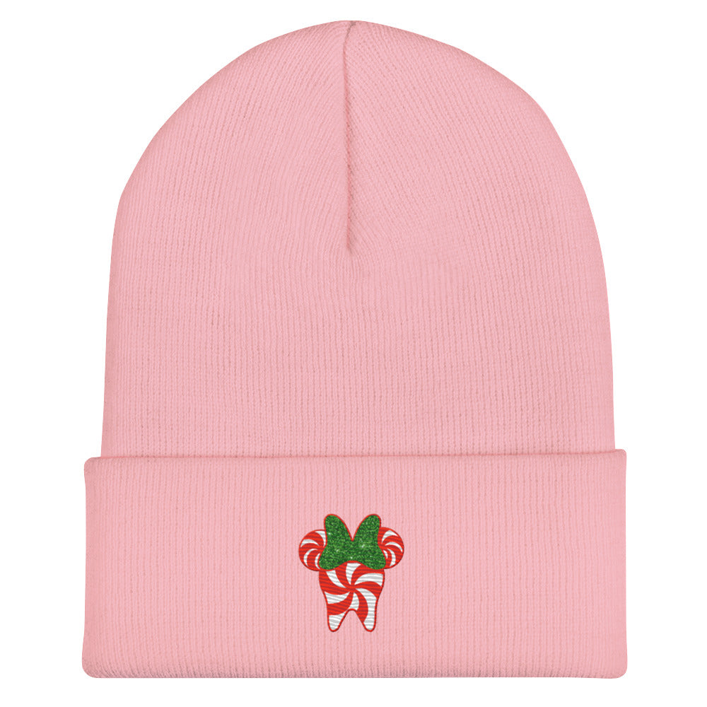 Minny Character Peppermint Tooth Embroidered Cuffed Beanie