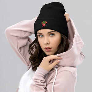 Minny Character Peppermint Tooth Embroidered Cuffed Beanie